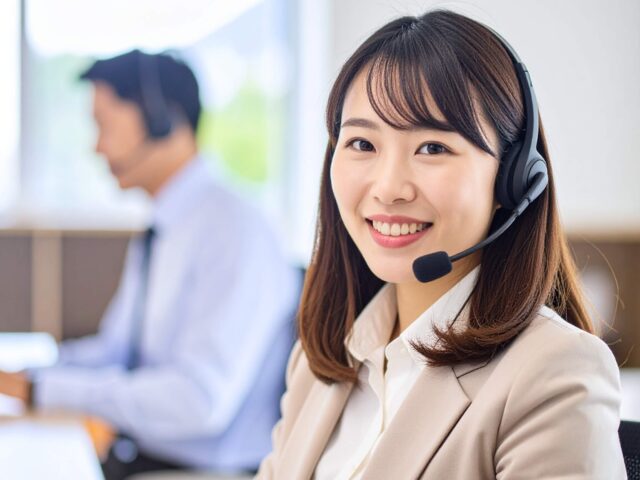 電話でサポート業務を行う女性