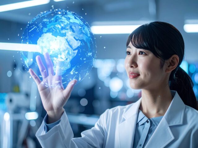 最新テクノロジーとAI研究を象徴する女性研究者のイメージ