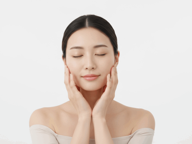 美しい肌とフェイスラインの女性ポートレート