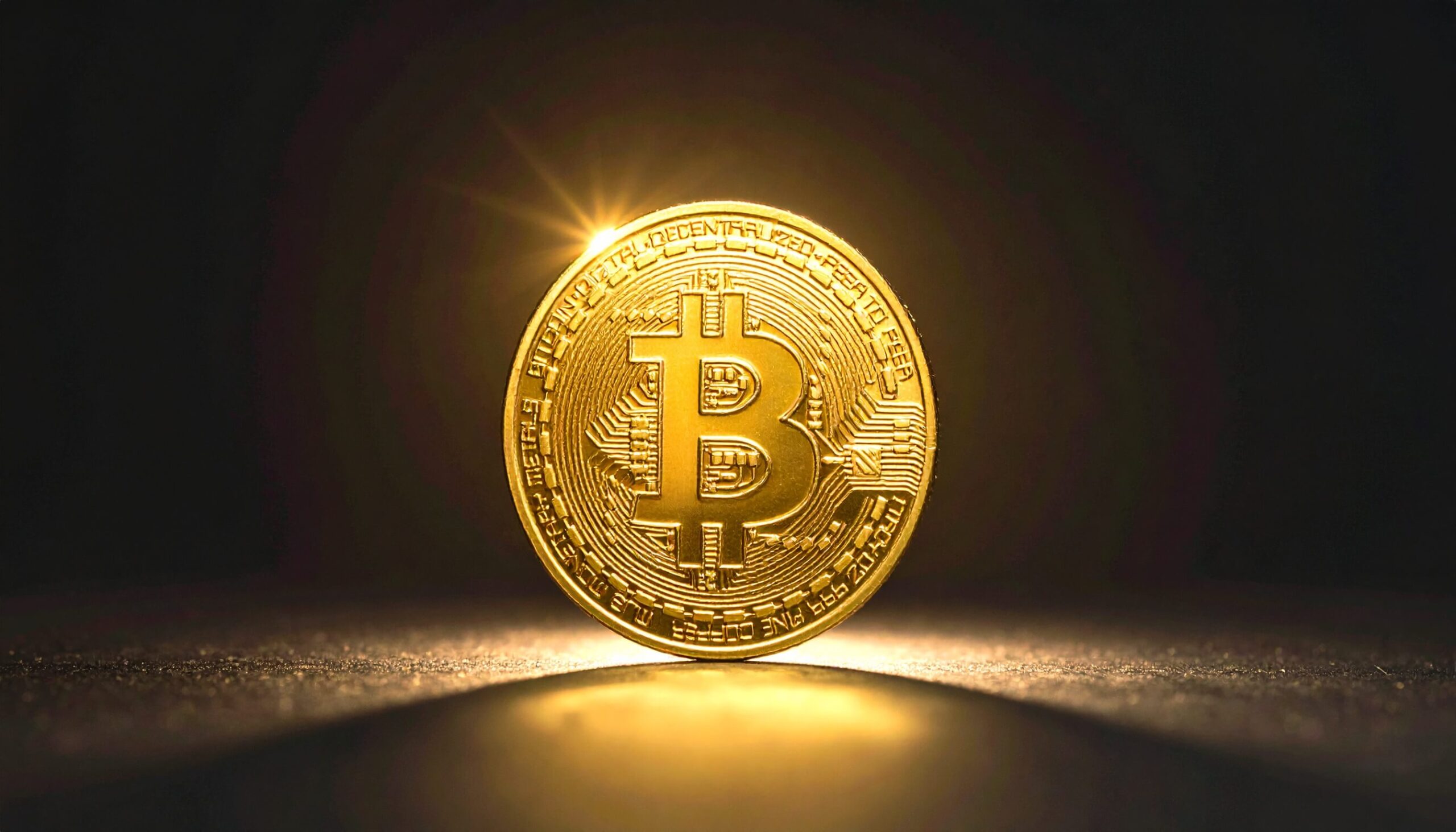 暗号資産の重厚感と存在感を示す金色のコインのクローズアップ