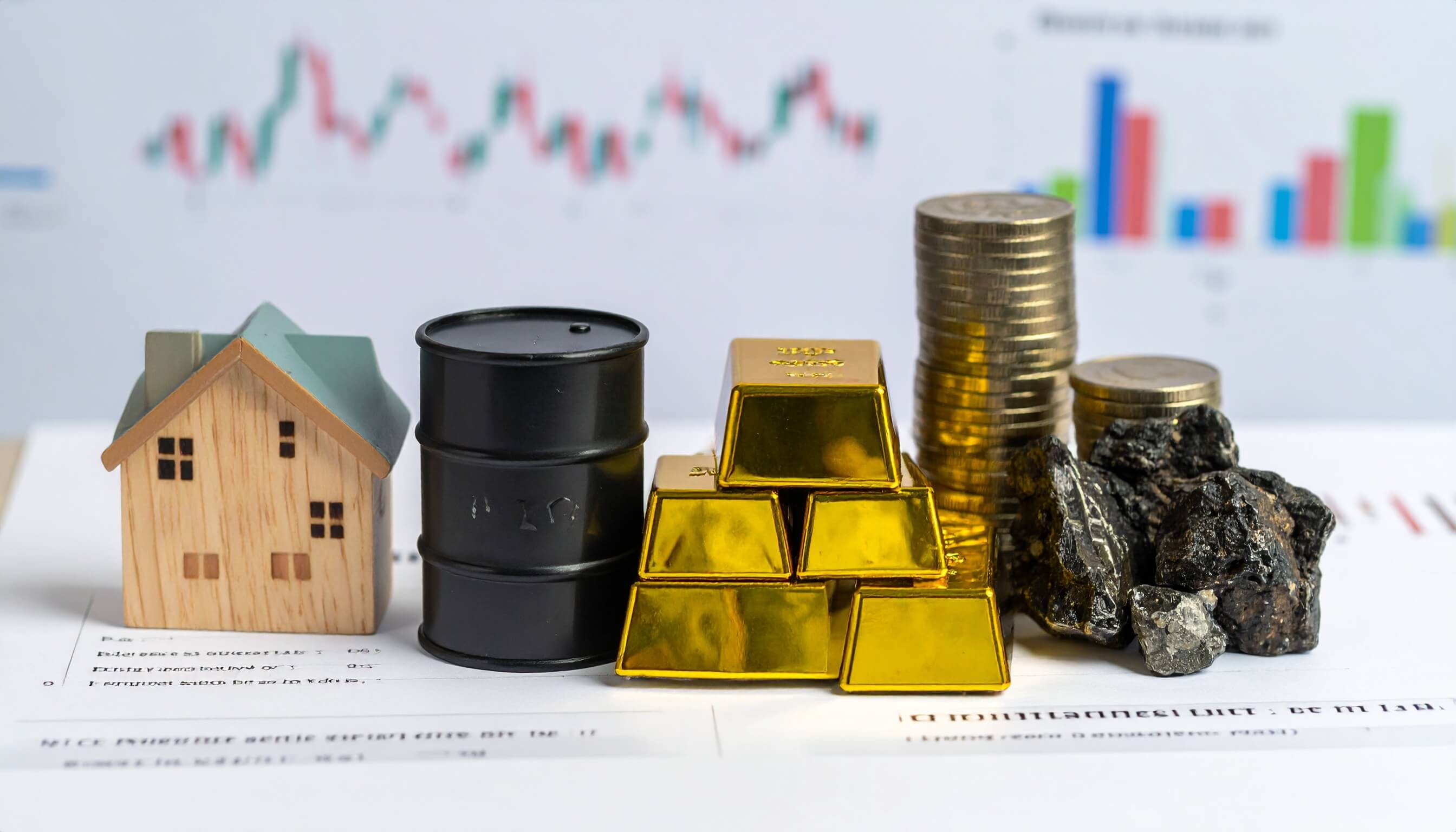 金・原油・不動産・鉱物資源などの実物資産と投資チャート